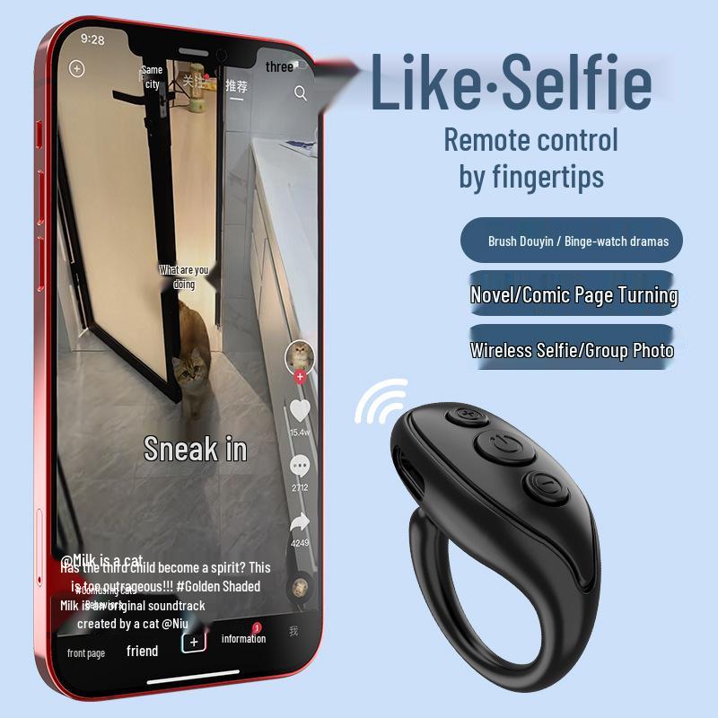 Bluetooth Remote Control Ring for Smartphones - Ideal for Browsing Videos and Selfies