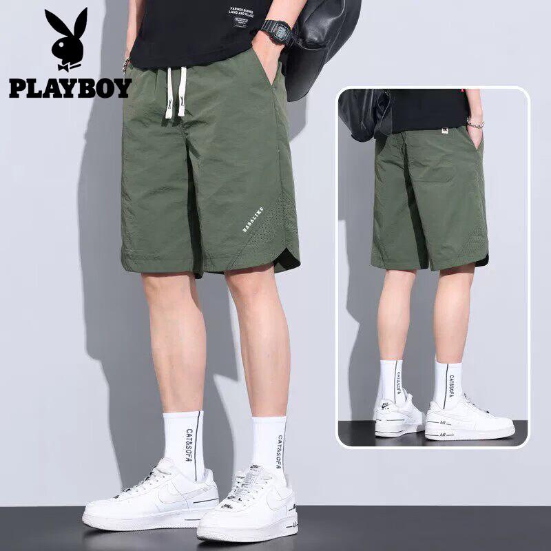PLAYBOY Men s Lightweight Ice Silk Casual Sports Shorts M