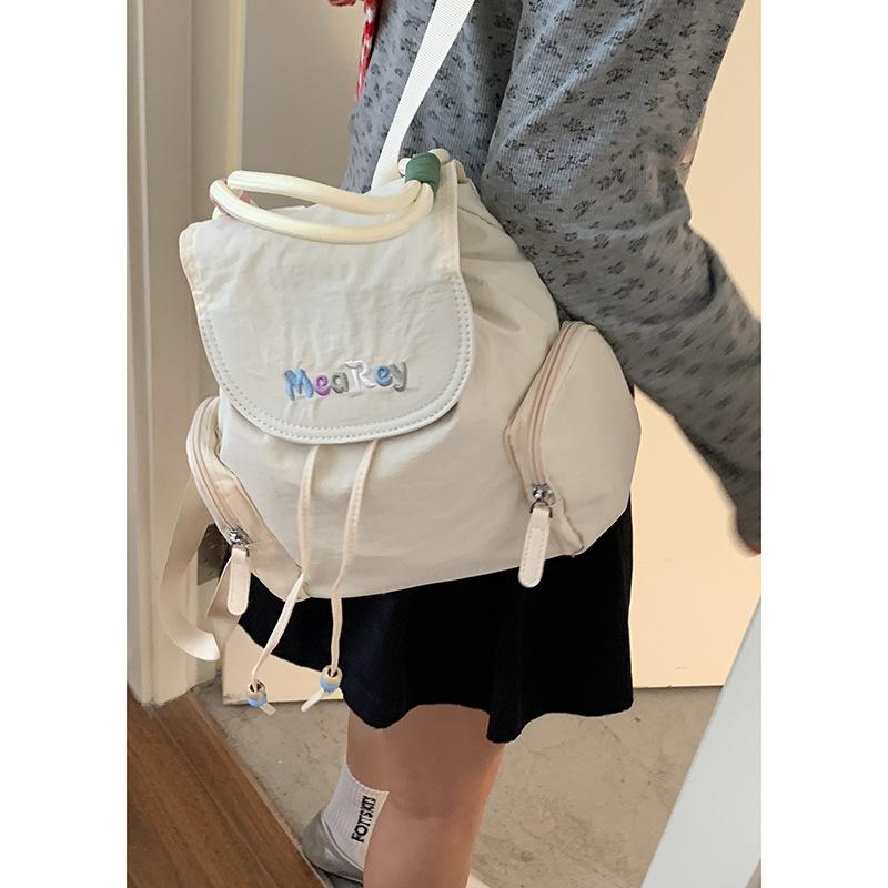 Casual nylon canvas backpack bag women's 2025 new Korean version embroidered letter backpack versatile handbag