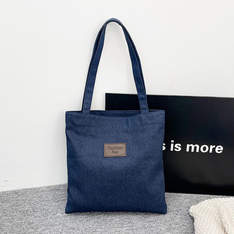 

Large Capacity Denim Shoulder Bag For Women Casual Tote Bags For Travel Commuting Ladies Canvas Handbags Premium 34x34x1cm
