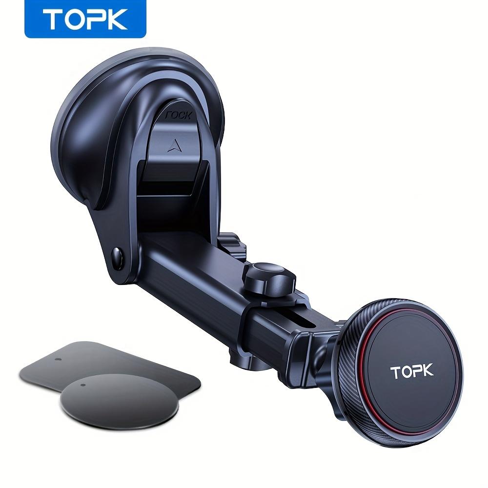 Suport magnetic pentru telefon auto TOPK N52 Magnet puternic Parbriz Bord Ventuză Suport telefon auto Braț telescopic reglabil negru