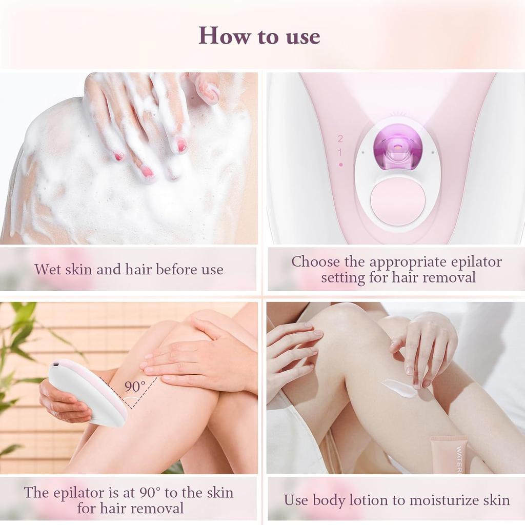 Smooth Glide Epilator for Women - Portable Facial & Body Hair Remover, Face, Legs, Arms, Bikini