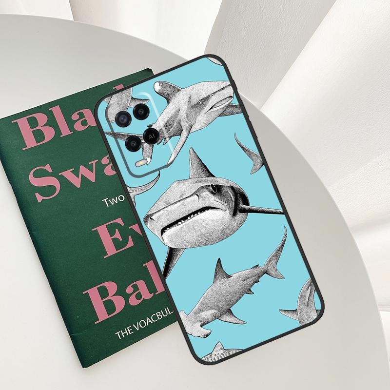 Ferocious Shark Animal Case For Oppo A58 A78 A98 A15 A16 A17 A52 A72 A76 A96 A54 A74 A94 A57 A77 A54S A57S Cover