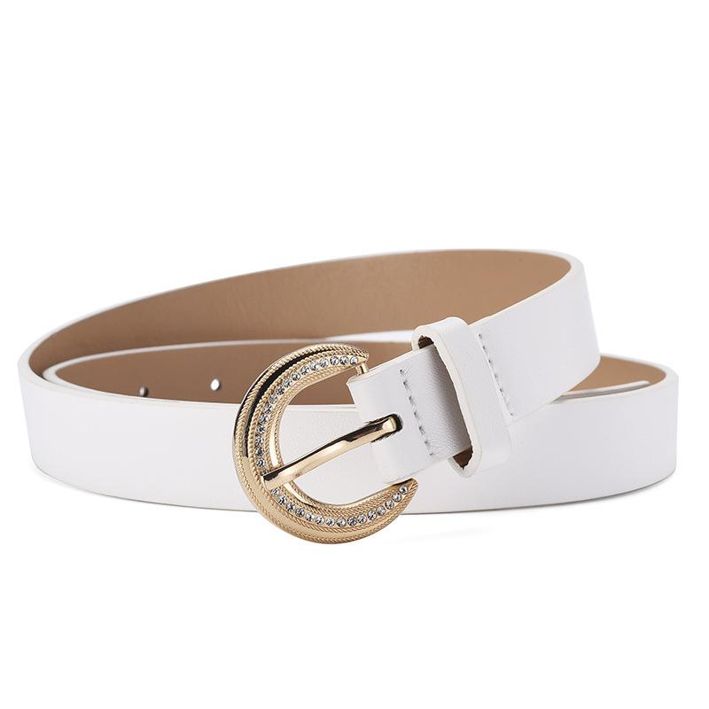 Rhinestone Inlaid Alloy Buckle Women'S Elegant Simple Decorative Belt High-End Belt Women'S Tide