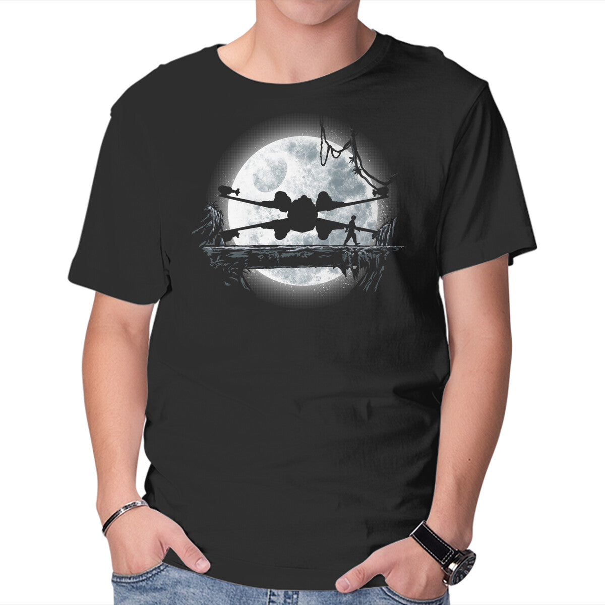 Unisex Crew Neck T-Shirt Moonlight Rebel Graphic Short Sleeve Casual Tee XL
