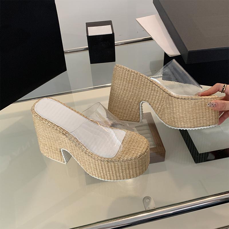 34-42 Large Slippers for Women, 12cm Ultra High Heel Sandals Platform Shoes for Women