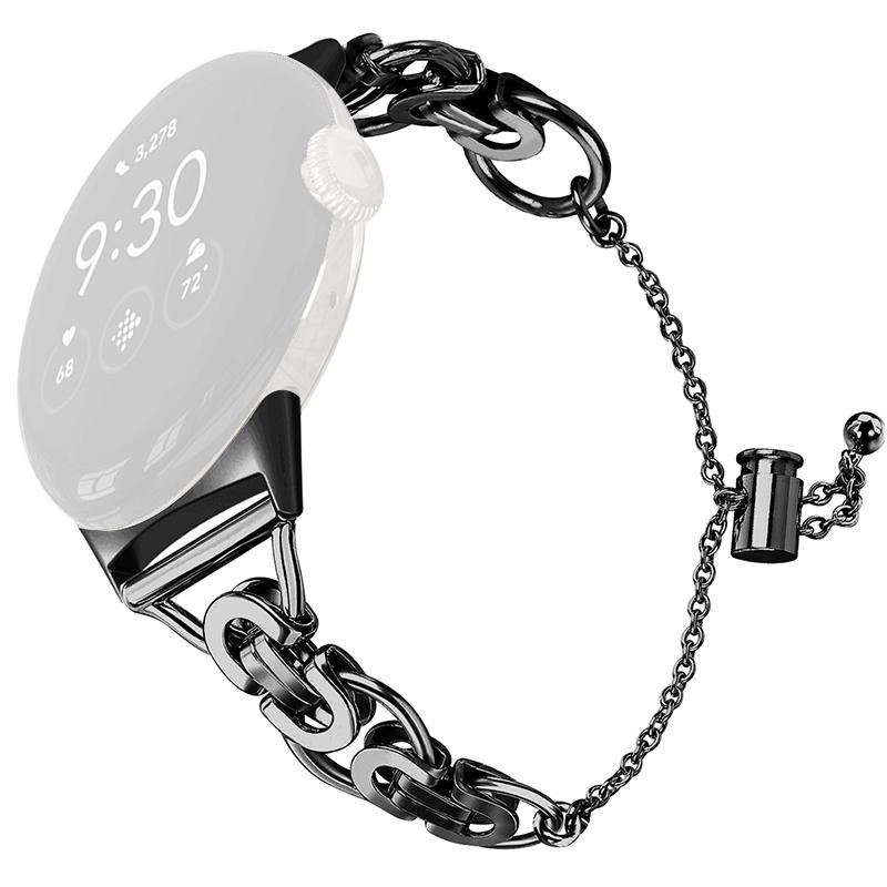 

For Google Pixel Watch 3 41mm/Watch 2/Pixel Watch Bead Chain Smartwatch Strap Replacement Stainless Strap Bracelet Strap Black