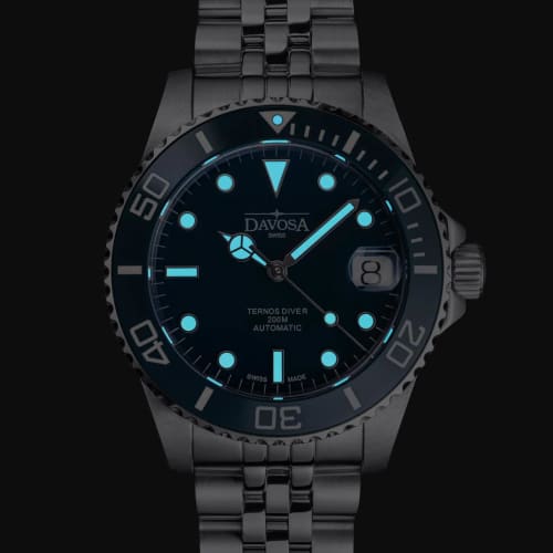 Davosa Ternos Medium Amaranto Automatic Watch, Swiss Made, Silver, 166.195.04, Men's