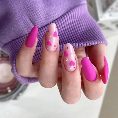 24Pcs/Set Quick Nails Valentine'S Day Matte Rose Red Heart False Nials Sticker Wearable Waterproof Manicure Finished Nails