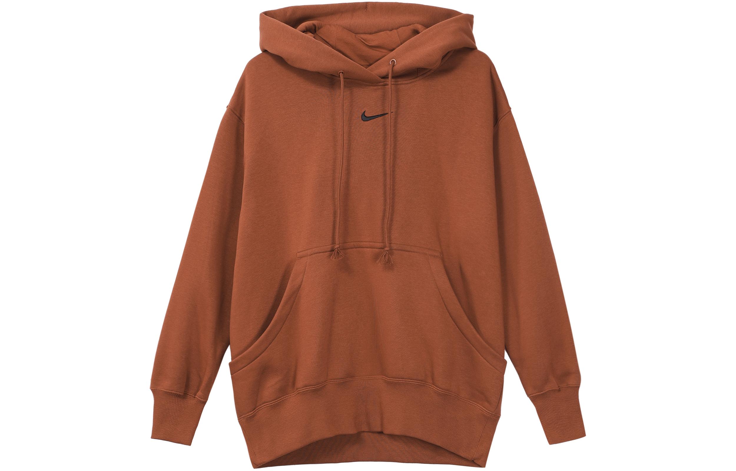 Nike Solid Color Hooded Casual Loose Fit Fleece Lined Sweatshirt Women s Burgundy DQ5861-832 S