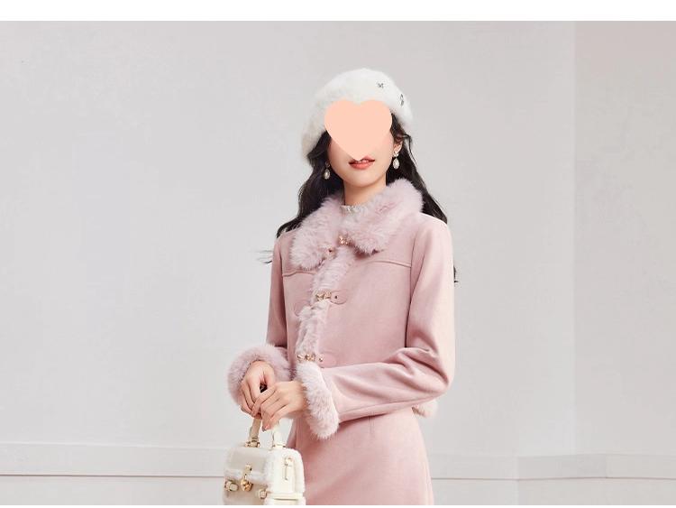 2026 Autumn/Winter French Chic Frosted Leather Top & Skirt Set