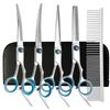 Portable Pet Grooming Scissor Set: Flat & Curved Hairdressing Tools
