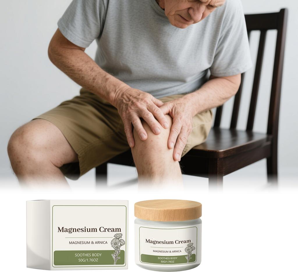 Magnesium Body Cream with Herbal Extracts for Massage and Skin Moisturizing