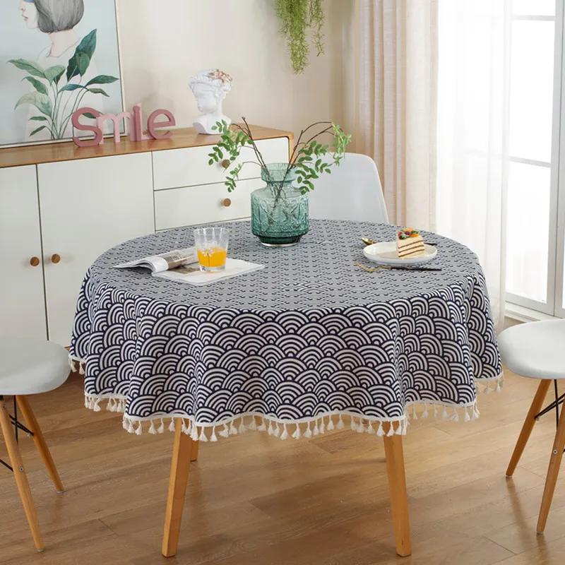 Tablecloth Around Cotton Linen Tassel Tablecloth Plaid Round Tablecloth Red Striped Lattice Table Map Wedding Cloth Cover