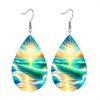 2 Pairs Ocean Style Seaside Beach Sunshine Teardrop Leather Earrings Holiday Gifts for Friends Fashion Accessories Elegant Earrings
