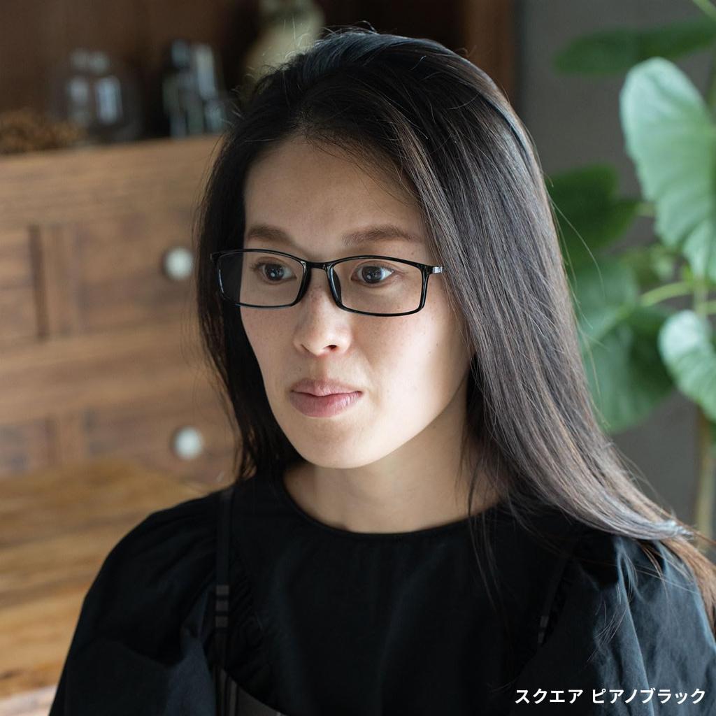 Eyewear Air Reading Blue Light Piano [EYEWEAR AIR] Glasses, Stylish, Men's & Women's, Blocking, Square, Black, +2.50