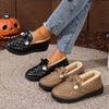 Women's Quilted Faux Leather Loafers with Golden Buckle and Faux Fur Lining