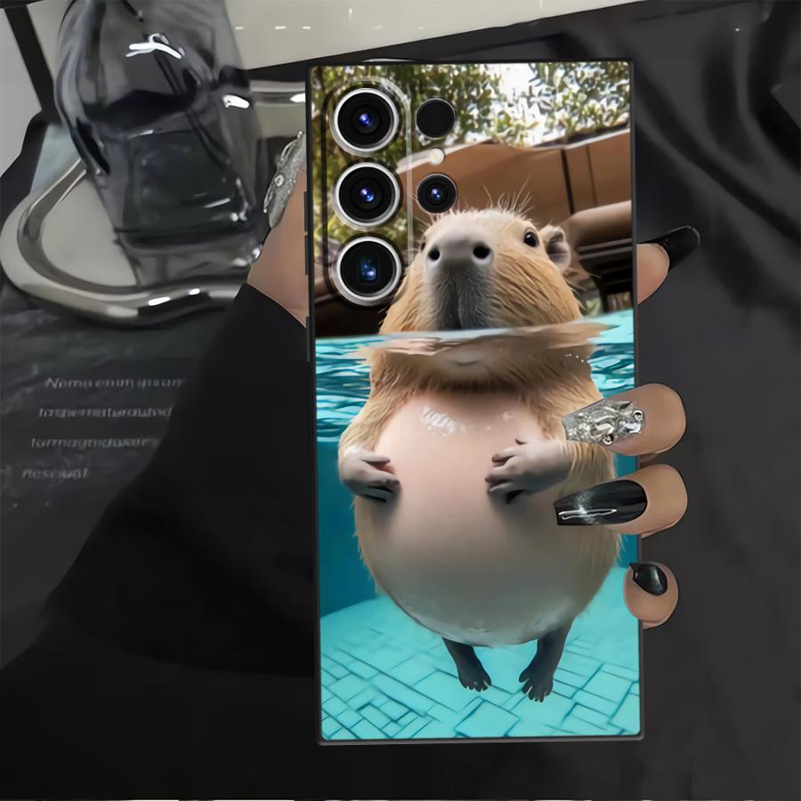Case for Samsung Galaxy S22 S25+ S20 S23 FE S9 S24+ S24 Plus S21 S25 Ultra Soft Back Phone Cover Cute Capybara