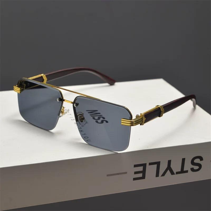 Luxury Brand Designer Rimless Square Sunglasses Women For Men Popular Rivet Vintage Sun Glasses Punk Outdoor Driving Eyewear