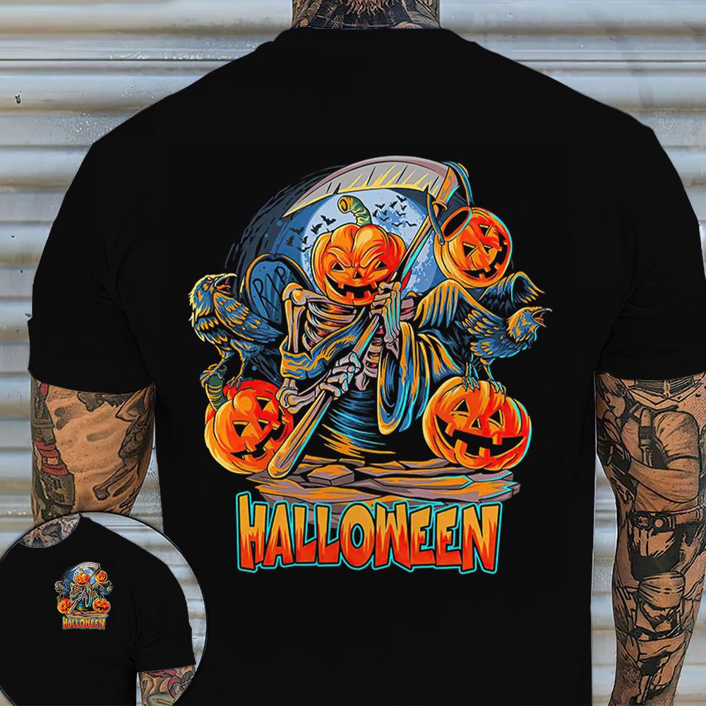 2023 Horror Halloween Pumpkin Graphic Men T-shirts Hip Hop Street Summer Apparel Loose Short Sleeve Tops Oversized T Shirts 5XL