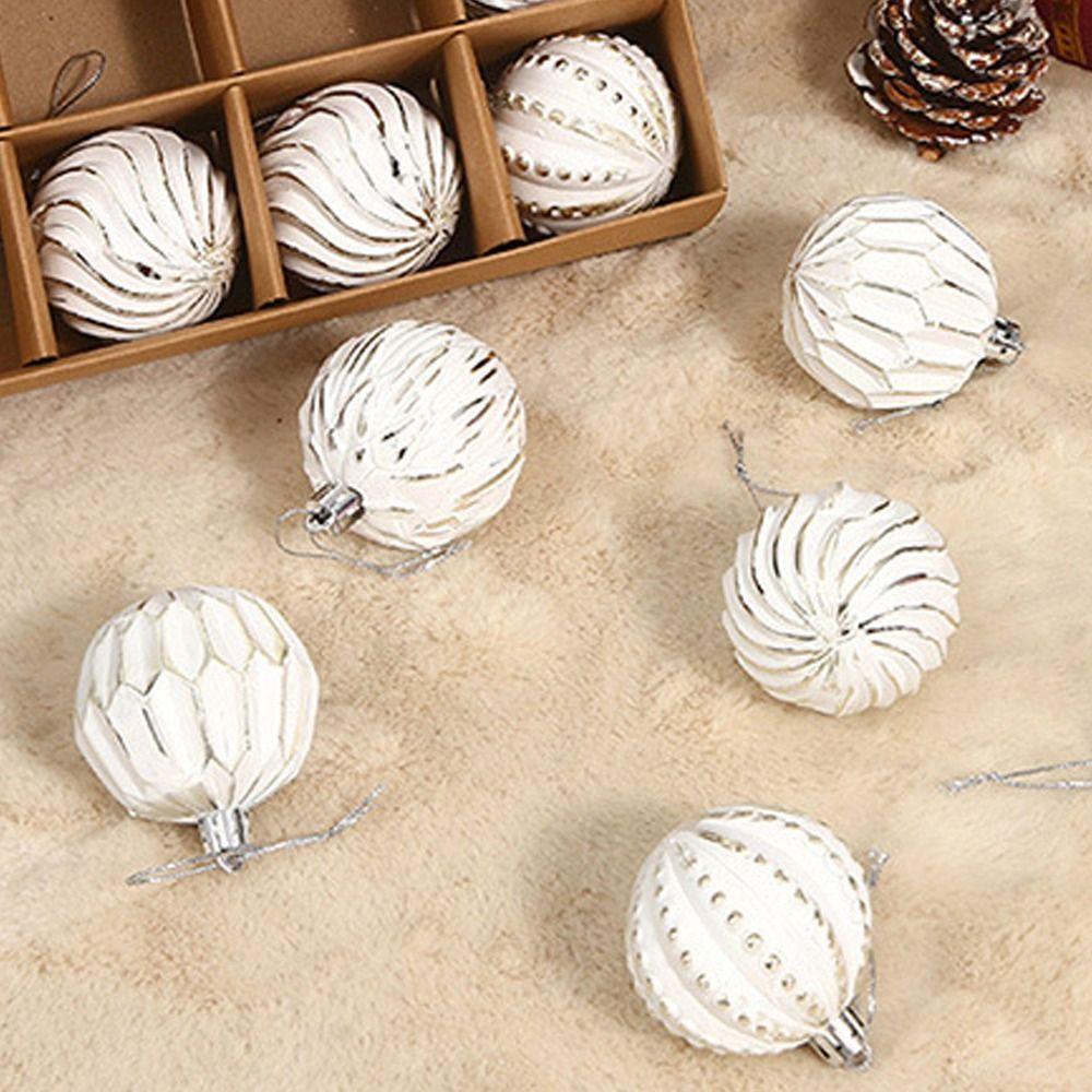 16pcs White Painted Christmas Balls Set 6cm Merry Christmas Tree Decor  Party Favors