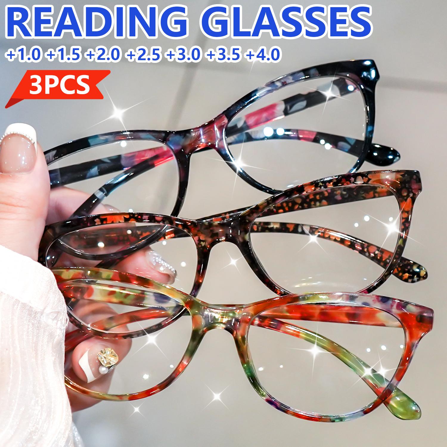 

3 шт. Стильные женские очки для чтения «кошачий глаз», классический принт, защита от синего света, удобные в носке очки для чтения книг 2