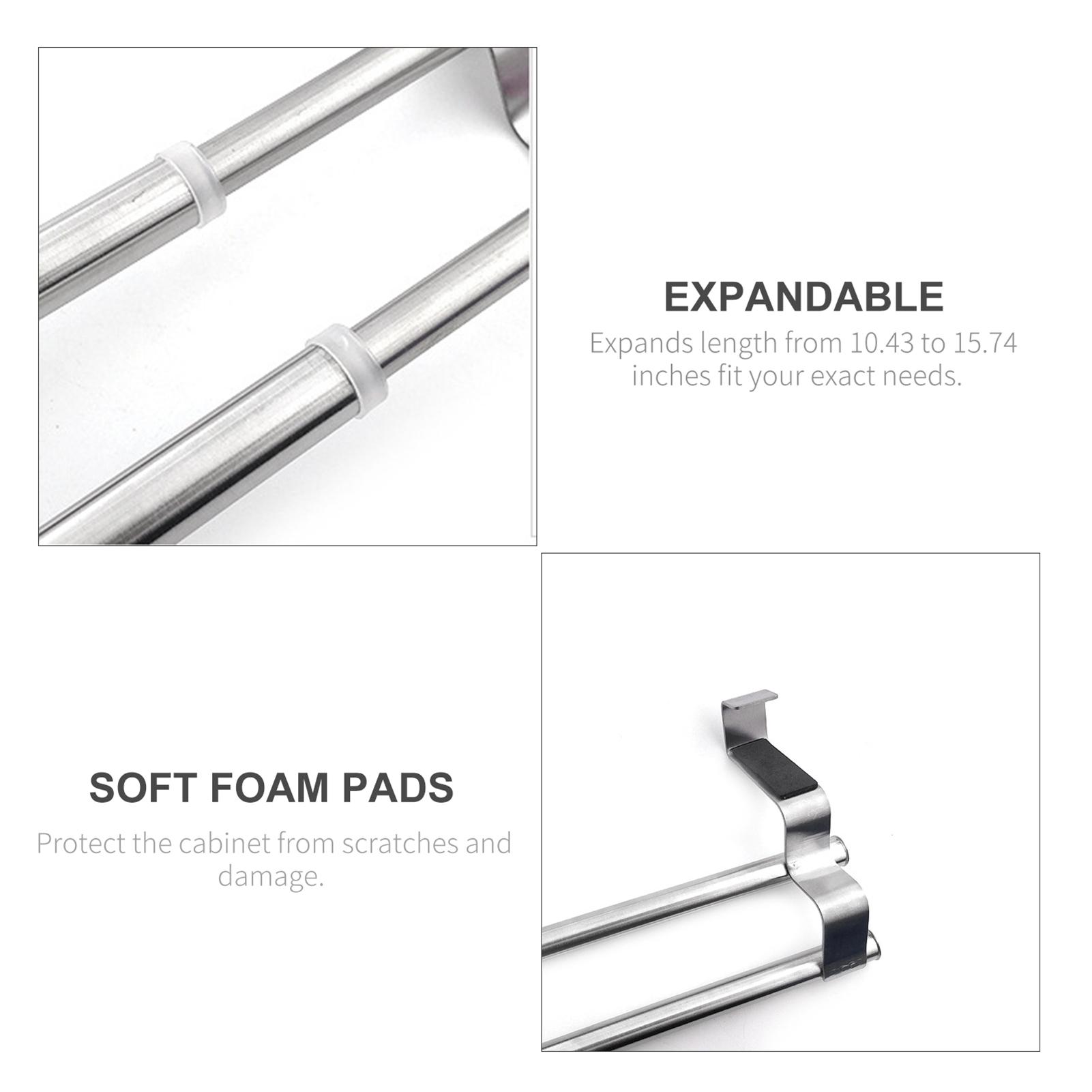 

Expandable Double Towel Hanger Over Cabinet Cupboard Doors Stainless Steel Bath Towel Bar Towel Clothes Hanger Towel Rack Holder for Bathroom Kitchen
