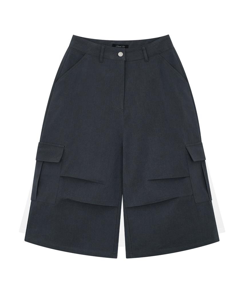 Deuleongkeutegseuteu Rivet Twill Cargo Bermuda Pants [Charcoal]