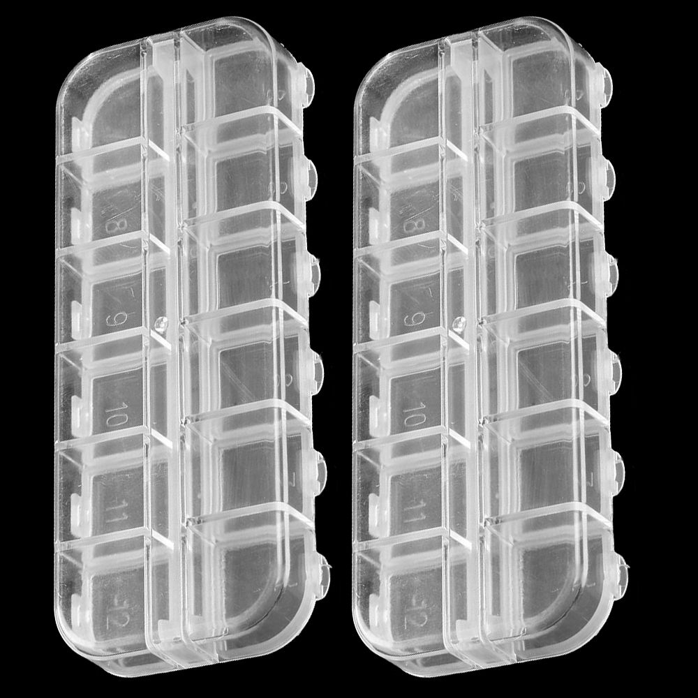 

2Pcs Mini Drug Pill Holder Clear Plastic Craft Organizer Storage Boxes Small Case Nail Art Tips