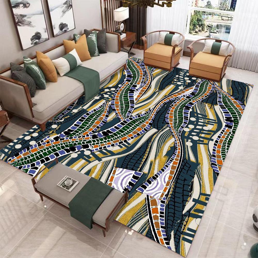 Bohemian Ethnic Carpet Colorful Tribal Pattern Rug Blue Orange Green Non-slip Soft Home Decoration Living Room Modern Floor Mat
