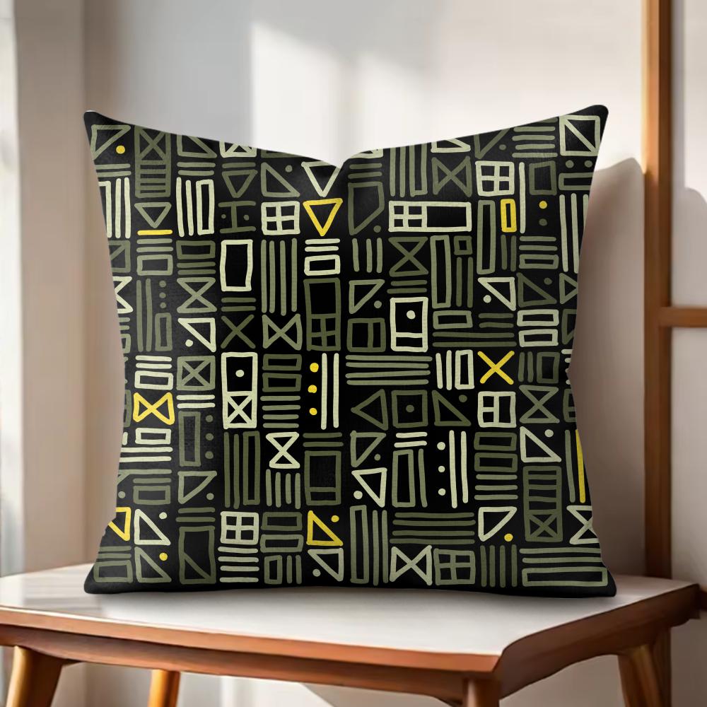 

African Tribal art Cushion Cover Natural Linen Organic Fabric DoubleSided Printing Couch Pillow Covers Home Decor 30x30cm