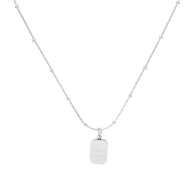 Cold Wind Letter Tag Titanium Steel Necklace Female Simple Temperament Internet Celebrity Collarbone Chain European and American Personality