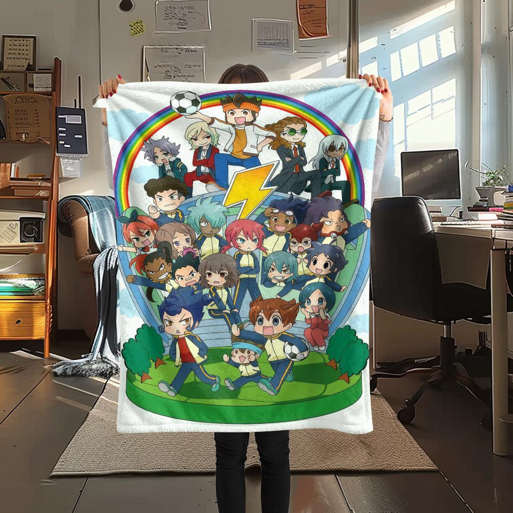 1Pc Inazuma Eleven Soccer Print Flannel Blanket, High Quality Comfortable for All Seasons, Home Decor, Warmth and Comfort, Perfect for Christmas Gifts