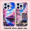 Cherry Art Blossom Train Phone Case For iPhone 17,16,15,14,13,12,11,Pro,XS,Max,Plus,Mini,SE4,E White Matte Shockproof Cover