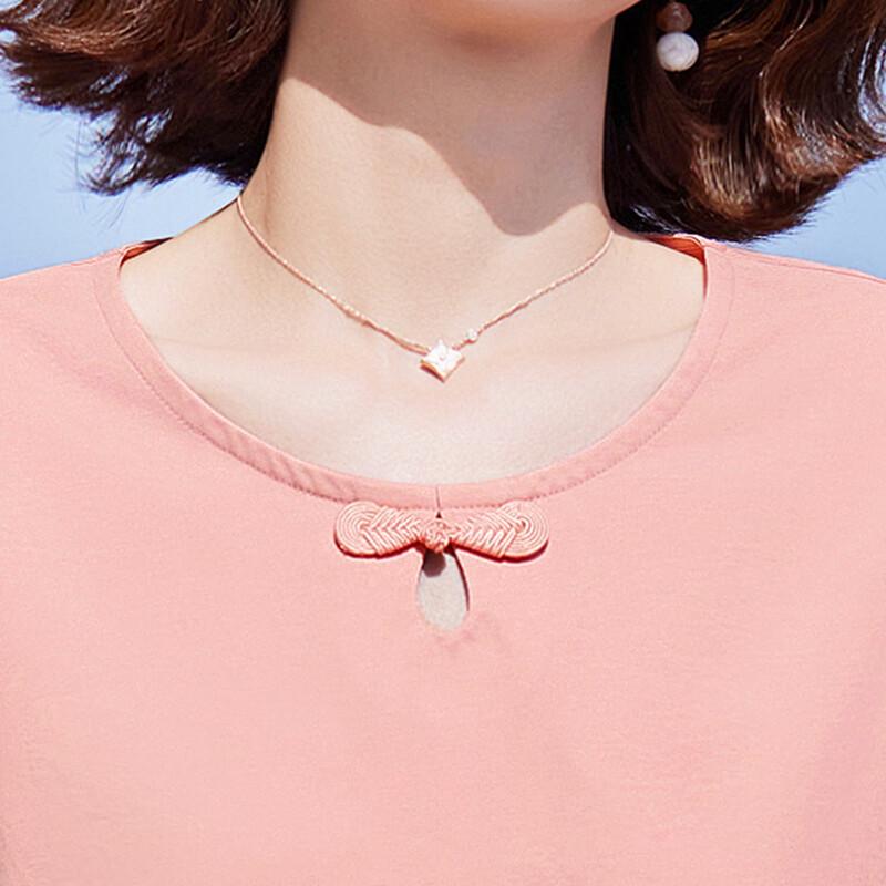 Pasite Women's New Chinese Style Disc Button Short Sleeve T-Shirt