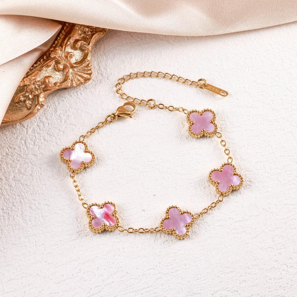 High-quality 13mm Four-leaf Clover Shell Bracelet Colorfast Plating Women's Bangle