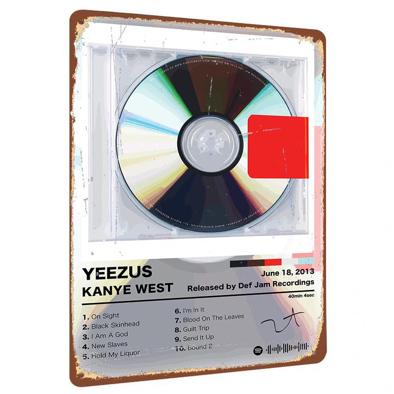 

Kanye West Yeezus Album Cover Metal Wall Art Decor Music Vinyl Record Poster for Room Decoration 20x30cm（7.8x11.8inch）