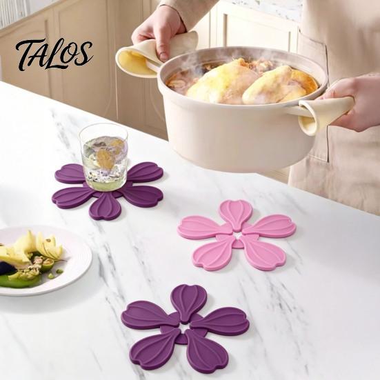 Talos Petal Shaped Coaster, Heat Resistant Silicone Mat, Non-Slip Dishwasher Safe Pot for Kitchen Dining Room