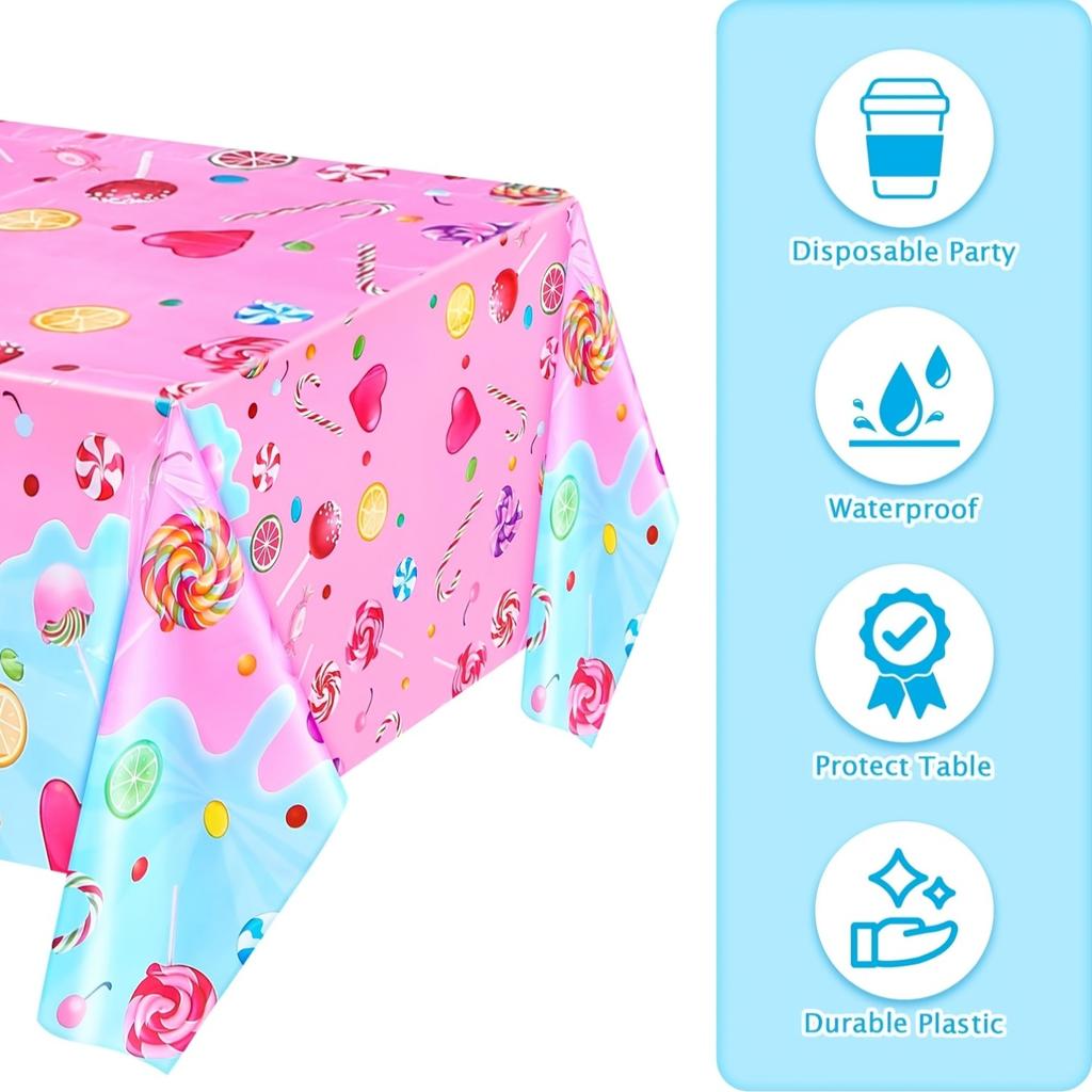 1 Piece of Colorful Candy Themed Disposable Tablecloth