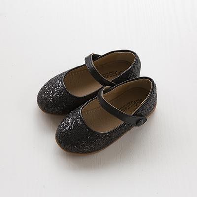 [Babyzzam] Girl's Glitter Button Flats Black [Y053-10000]