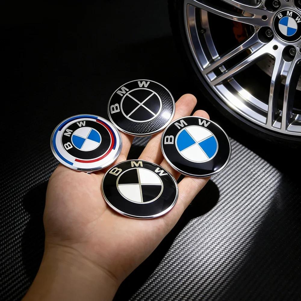 4Pcs Classic Blue White Car Wheel Center Hub Cap Sticker Emblem Badge Decal For BMW E46 E90 F10 F30 G20 X3 X5 50th Anniversary