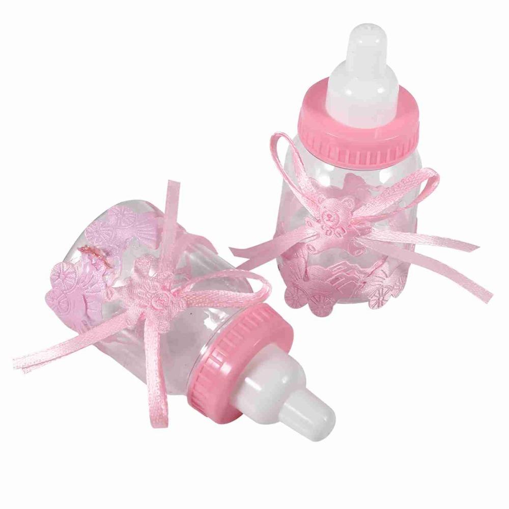 12pcs Plastic Plastic Candy Bottles With Ribbons Milk Bottles  Home Party Decor