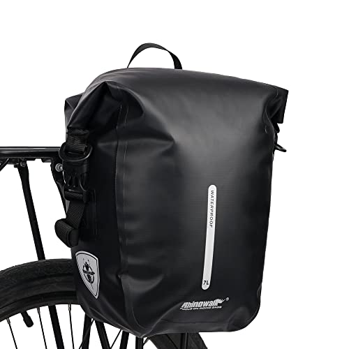 Rhinowalk Bicycle Pannier Bag, Waterproof, 7L Large Capacity, Side Bag, Cycling/Touring Bag, Easy Installation with Quick Release Hooks, Reflective Fi
