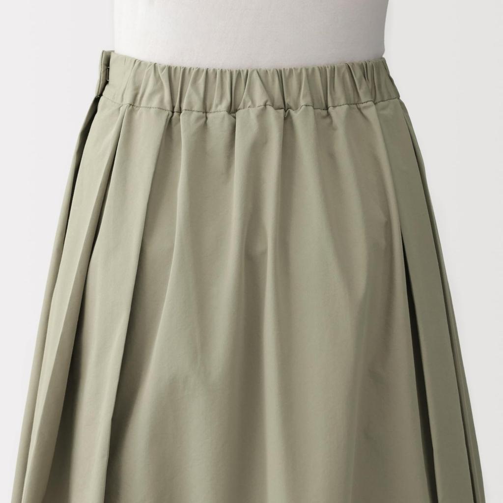 MUJI Women's High Density Twill Tuck Flare Skirt Organic Cotton Blend Dark Navy Size L BE20FA6S