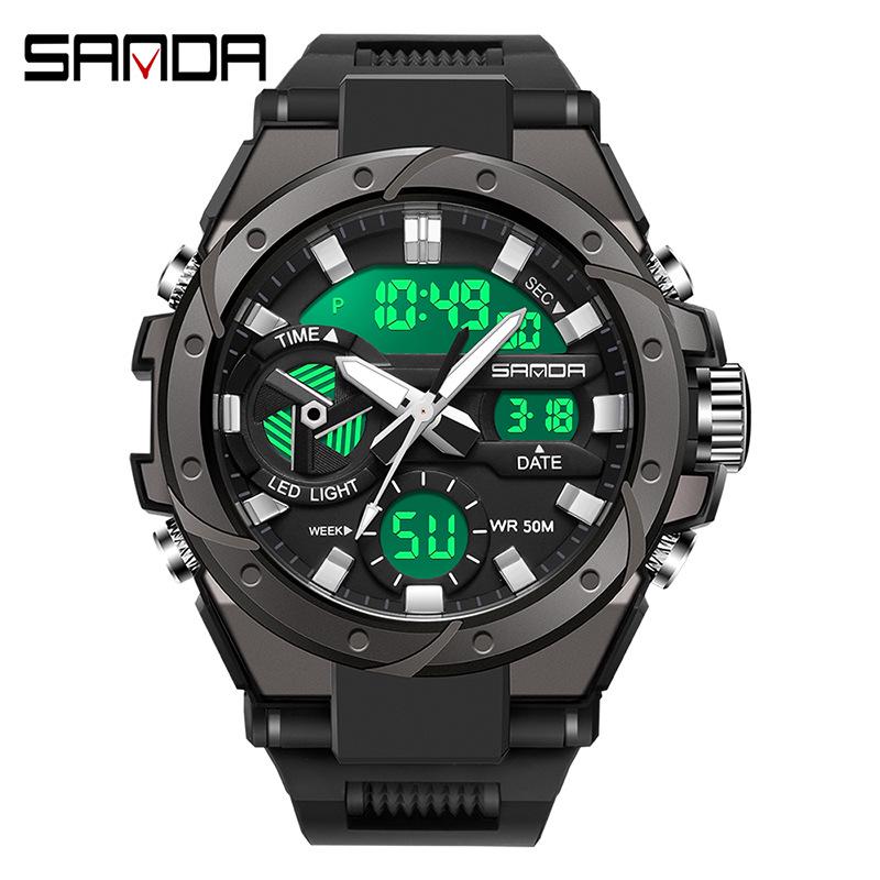 Sanda Youth Tactical Luminous Multifunction Waterproof Men s Electronic Watch