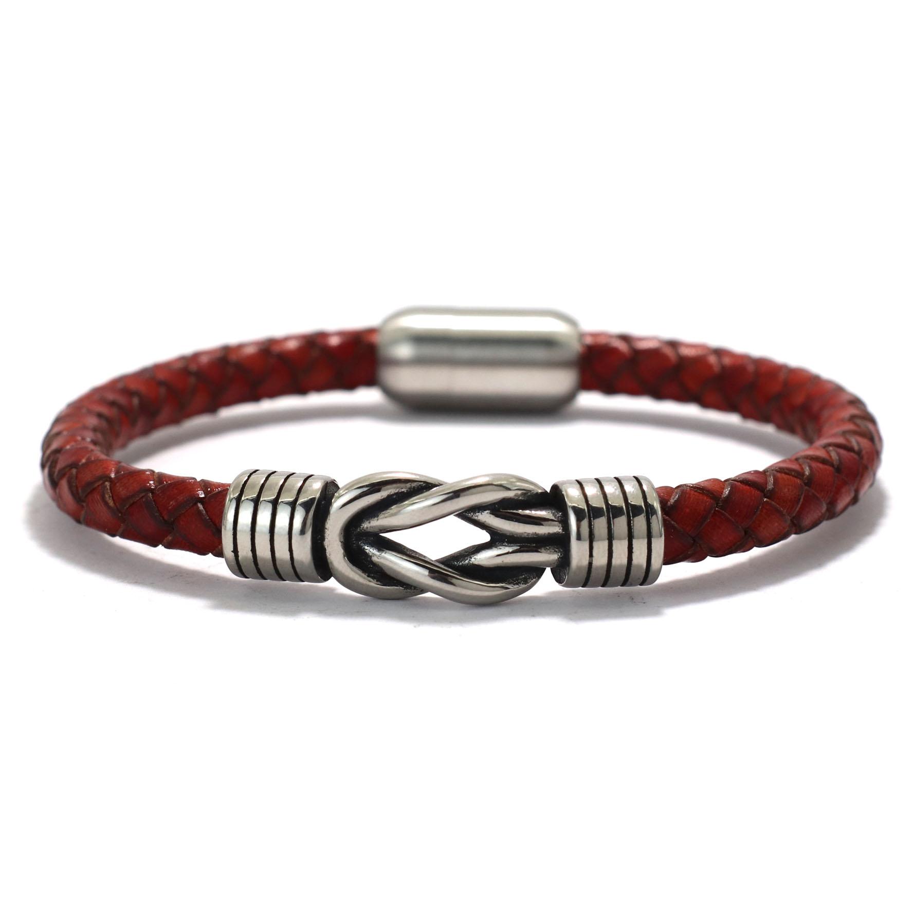 

Ретро кожаный браслет мужской плетеный PU браслет из нержавеющей стали с железной застежкой браслет повседневные мужские наручные аксессуары Pulseira ювелирные изделия винный