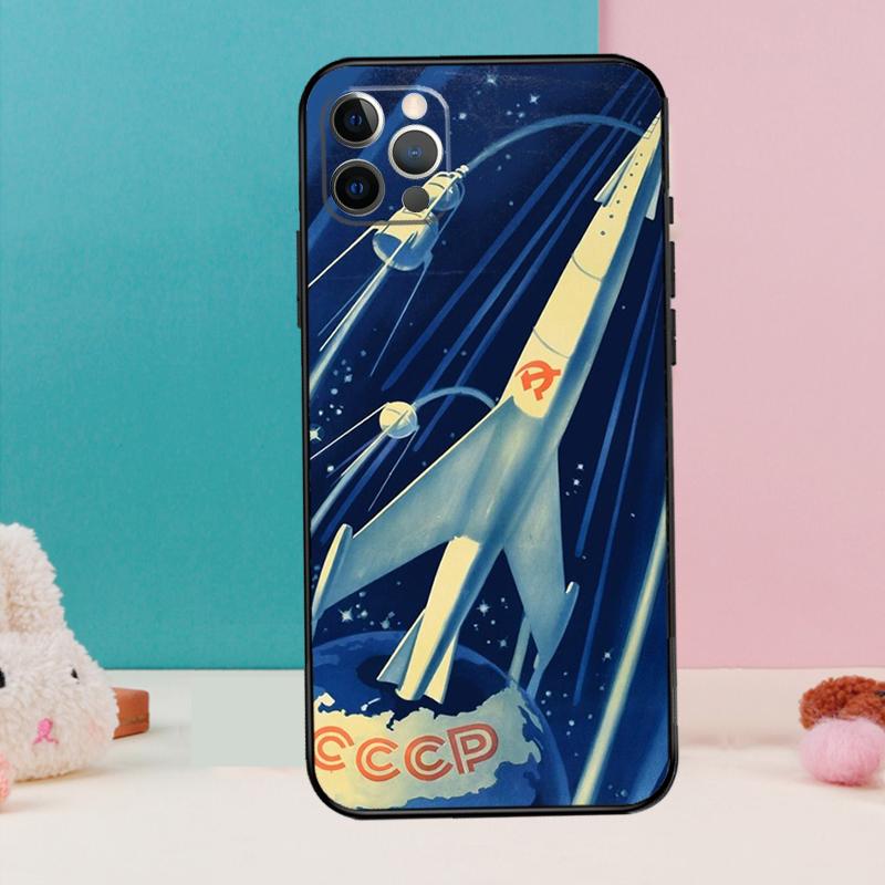 CCCP Soviet Space Propaganda Art Phone Case For iPhone 17 Air 16 15 14 13 12 11 Pro Max 12 13 Mini 15 16 Plus 16e Cover Coque