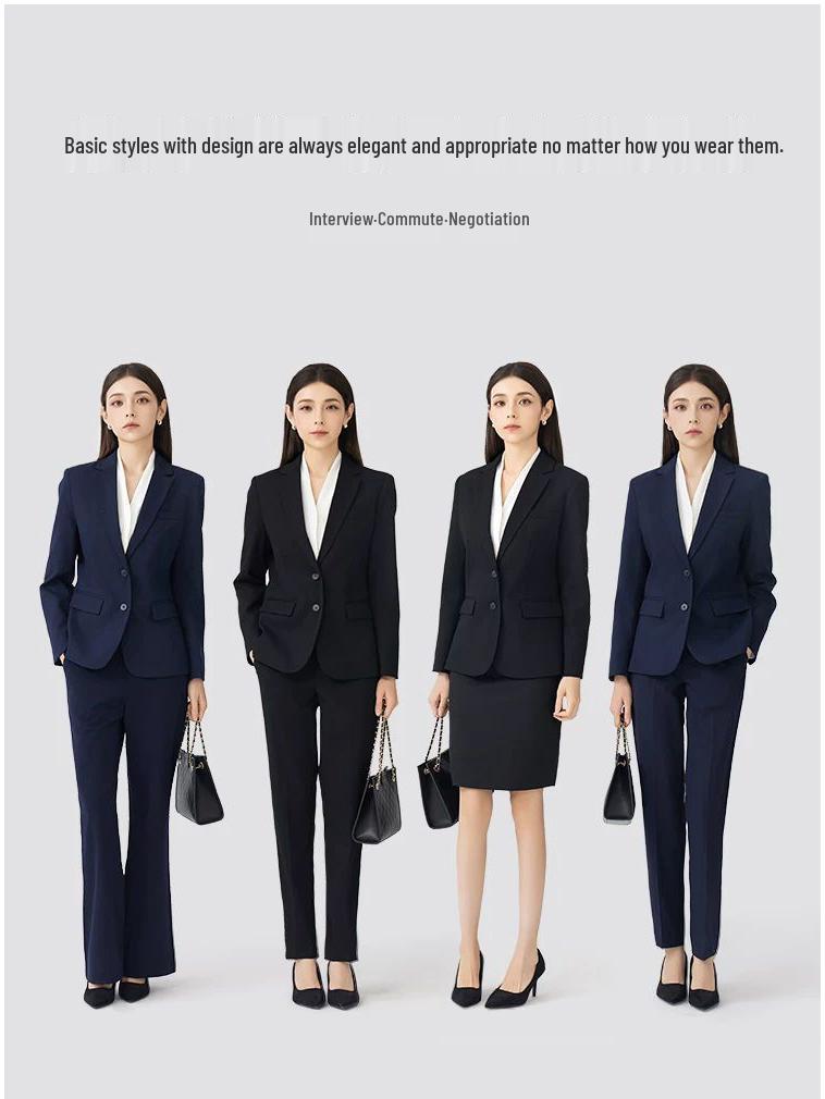 Women's Slim Fit Two-Button Wrinkle-Free Interview Suit Set