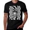 Black And White Op Art With Kitten Tshirt Lightweight Casual Summer Tshirt