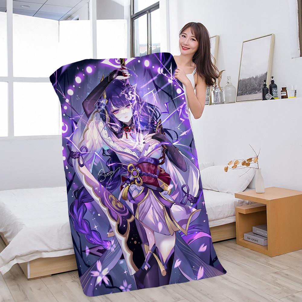 Raiden Shogun Genshin Impact Beach Towels Shower Towel Sauna Travel Spa Microfiber Quick Dry Gym Accessories Cute Room Decor